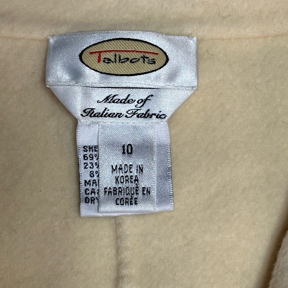 Talbots Italian Wool Cashmere Blend Cream Colored Button Down Blazer Ladies 10 - Picture 3 of 8